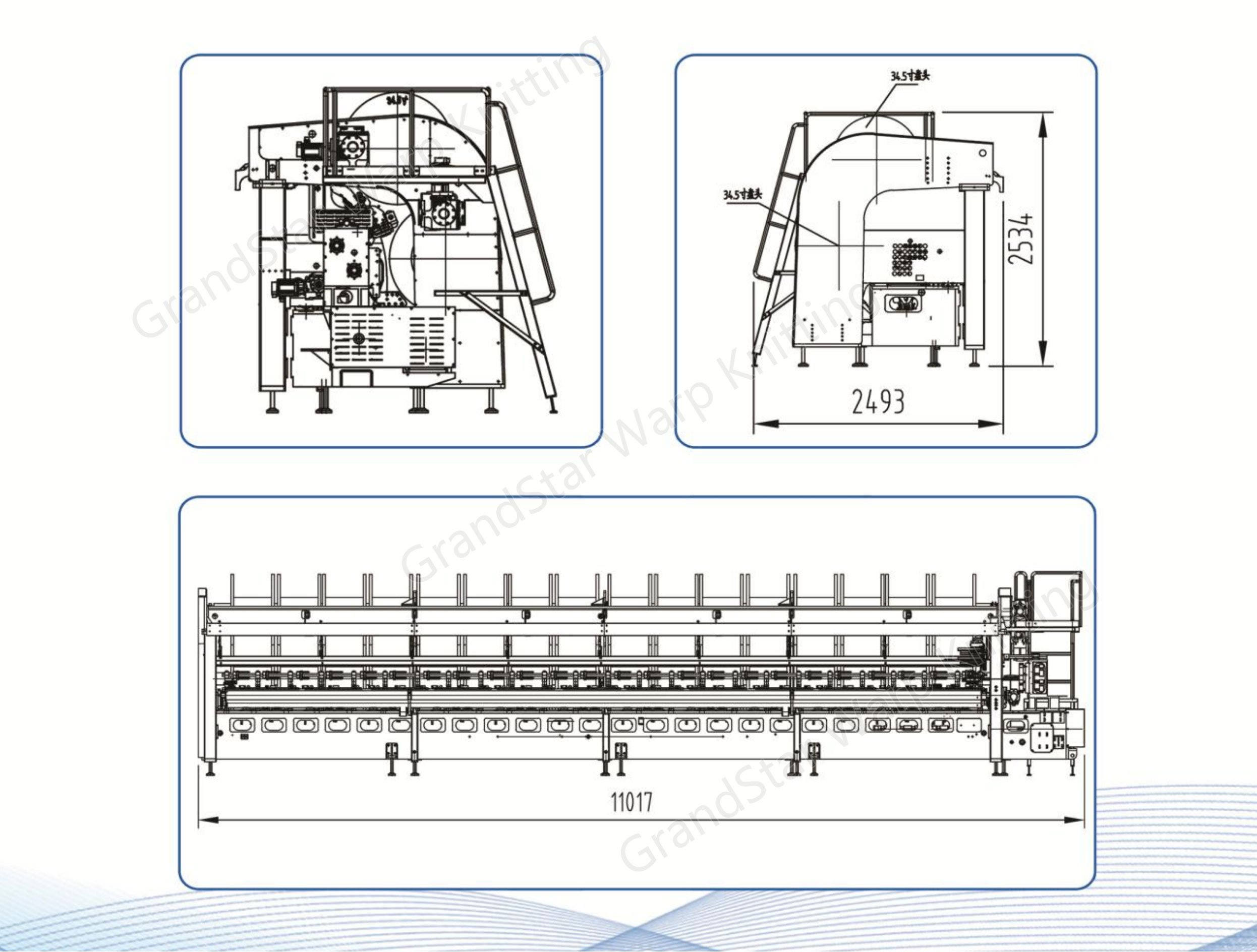 GrandStar HKS2 Tricot warp knitting machine Drawing blueprint